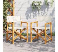 vidaXL Chaises de réalisateur Pliables Lot de 2 Blanc crème Tissu, Chaise de metteur en scène Pliante, Chaise de metteur en scène de Camping, Chaise de metteur en scène Pliable