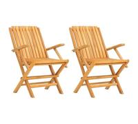 vidaXL Chaises de Jardin Pliantes 2 pcs 61x67x90 cm Bois Massif Teck, Chaise de Jardin, Chaise d'extérieur, siège d'extérieur, siège de Jardin