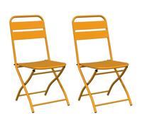 Vidaxl Chaises De Jardin Pliantes 2 Pièces Jaune Moutarde 42x52x82 Cm Acier Thermolaqué