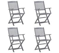 vidaXL Chaises de jardin pliantes 4 pièces avec coussin en bois massif d'acacia