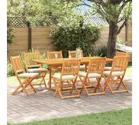 vidaXL Chaises de Jardin Pliantes avec Coussin Blanc 8pcs en Bois d'acacia Solide