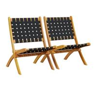 vidaXL Chaises de Jardin Pliantes Lot de 2 - Bois d'Acacia Solide et Tissu - Sièges d'Extérieur pour Balcon