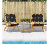 Vidaxl Chaises De Jardin Pliantes Lot De 2 Bois D'acacia Solide Tissu