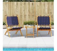 vidaXL Chaises pliantes (lot de 2) en bois d'acacia massif bleu foncé et tissu 366512