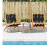 vidaXL Chaises de jardin pliantes lot de 2 bois d'acacia solide tissu, chaise de jardin, siège d’extérieur, chaise de 366510