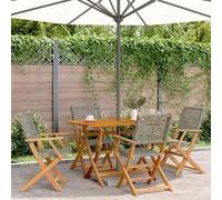 Chaises de jardin pliantes lot de 4 gris poly rotin bois massif, siège de jardin, chaise de patio, chaise à manger de 3214559