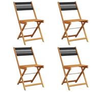vidaXL Chaises de jardin pliantes en bois d'acacia massif noir – Lot de 4