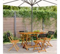 Vidaxl Chaises De Jardin Pliantes Lot De 4 Noir Poly Rotin Bois Massif