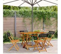 Vidaxl Chaises De Jardin Pliantes Lot De 4 Noir Poly Rotin Bois Massif