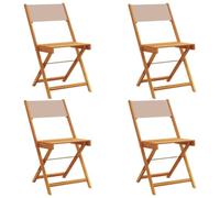 vidaXL Chaises de Jardin Pliantes Lot de 4 Taupe Tissu et Bois Massif, siège de Jardin, Chaise de Patio, Chaise à Manger de Jardin, siège d’extérieur