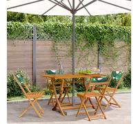 Vidaxl Chaises De Jardin Pliantes Lot De 4 Vert Tissu Et Bois Massif