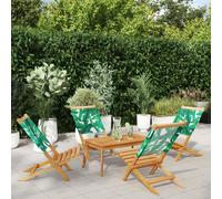 Vidaxl Chaises De Jardin Pliantes Lot De 4 Vert Tissu Et Bois Massif
