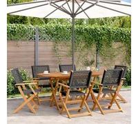 Chaises de jardin pliantes lot de 6 noir poly rotin bois massif3214557