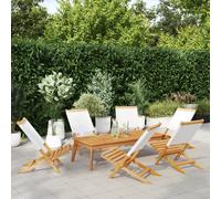Vidaxl Chaises De Jardin Pliantes Lot De 6 Tissu Et Bois Massif