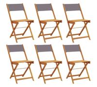 vidaXL Chaises de Jardin Pliantes Lot de 6 Tissu et Bois Massif, siège de Jardin, Chaise de Patio, Chaise à Manger de Jardin, siège d’extérieur
