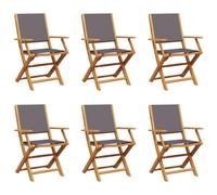 vidaXL Chaises de Jardin Pliantes Lot de 6 Tissu et Bois Massif, siège de Jardin, Chaise de Patio, Chaise à Manger de Jardin, siège d’extérieur