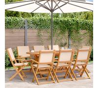Vidaxl Chaises De Jardin Pliantes Lot De 8 Beige Tissu Et Bois Massif