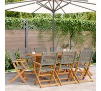 Vidaxl Chaises De Jardin Pliantes Lot De 8 Gris Poly Rotin Bois Massif