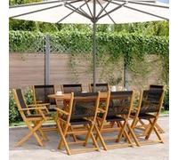 vidaXL Chaises de jardin pliantes lot de 8 noir bois d'acacia massif, siège de jardin, chaise de patio, chaise à manger de 3214567 Noir G
