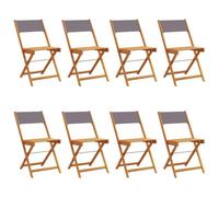 vidaXL Chaises de Jardin Pliantes Lot de 8 Tissu et Bois Massif, siège de Jardin, Chaise de Patio, Chaise à Manger de Jardin, siège d’extérieur