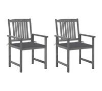 Vidaxl Chaises De Metteur En Scène Avec Coussins 2 Pcs Gris Acacia