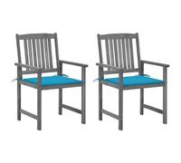 Vidaxl Chaises De Metteur En Scène Avec Coussins 2 Pcs Gris Acacia