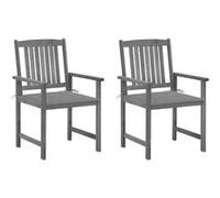 4x Chaises de Jardin avec Coussins Gris Bois d'Acacia Massif Extérieur vidaXL