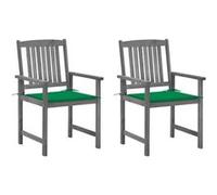 vidaXL Chaises de metteur en scène avec coussins 2 pcs Gris Acacia Gris