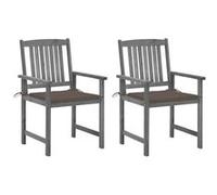 vidaXL Chaises de metteur en scène avec coussins 2 pcs Gris Acacia Gris