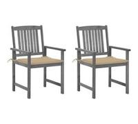 4x Chaises de Jardin avec Coussins Gris Bois d'Acacia Massif Extérieur vidaXL