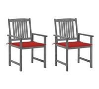 4x Chaises de Jardin avec Coussins Gris Bois d'Acacia Massif Extérieur vidaXL