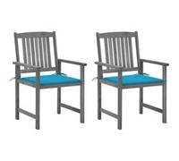4x Chaises de Jardin avec Coussins Gris Bois d'Acacia Massif Extérieur vidaXL