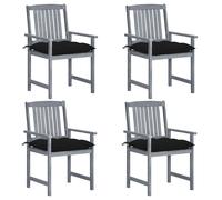 Vidaxl Chaises De Metteur En Scène Avec Coussins 4 Pcs Gris Acacia Gris
