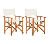 vidaXL Chaises de metteur en scène Lot de 2 Bois massif d'acacia – Marron/Blanc