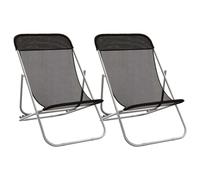 vidaXL Chaises de plage 2 pcs. Textilène & acier revêtu par poudre