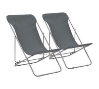 Vidaxl Chaises De Plage Pliables Lot De 2 Acier Et Tissu Oxford Gris Gris