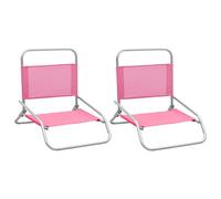Vidaxl Chaises De Plage Pliables Lot De 2 Rose Tissu Rose