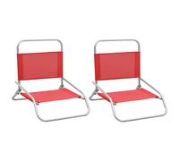 Vidaxl Chaises De Plage Pliables Lot De 2 Rouge Tissu Rouge