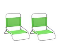 Vidaxl Chaises De Plage Pliables Lot De 2 Vert Tissu Vert