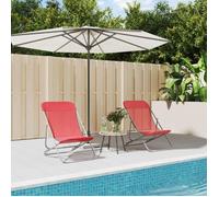 Vidaxl Chaises De Plage Pliantes 2pcs Textilène Acier Enduit De Poudre