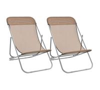 vidaXL Chaises de Plage Pliantes 2pcs textilène Acier Enduit de Poudre, Chaise Longue, Chaise de Camping, Chaise de Patio, sièges de Jardin