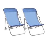 vidaXL Chaises de Plage Pliantes 2pcs textilène Acier Enduit de Poudre, Chaise Longue, Chaise de Camping, Chaise de Patio, sièges de Jardin