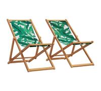 Vidaxl Chaises De Plage Pliantes Lot De 2 Tissu Et Bois Massif