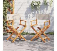 vidaXL Chaises de réalisateur pliantes Lot de 2 en tissu Blanc crème pour camping
