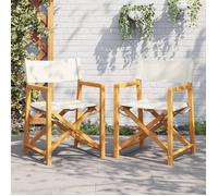 vidaXL Chaises de réalisateur pliables – Lot de 2, tissu blanc crème