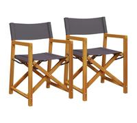 vidaXL Chaises de réalisateur Pliables Lot de 2 Gris foncé Tissu, Chaise de metteur en scène Pliante, Chaise de metteur en scène de Camping, Chaise de metteur en scène Pliable
