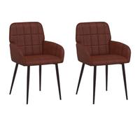 vidaXL Chaises de salle à manger – Simili cuir brun brillant, PU et bois, confortable – 2 pièces