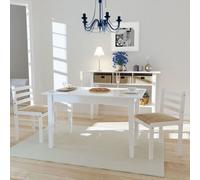 vidaXL Chaises de salle à manger 2 pcs Blanc Hévéa solide et velours