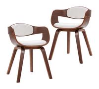 Vidaxl Chaises De Salle À Manger 2 Pcs Bois Courbé Et Similicuir Blanc