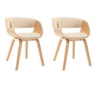 Chaises De Salle À Manger 2 Pcs Crème Bois Courbé Et Similicuir